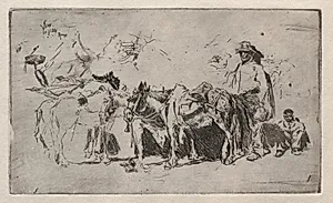 Men and Donkeys, Rome by Robert Frederick Blum (American, 1857–1903)