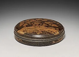 Mirror Container with Design of Maple Tree and Autumn Shower by Unknown Artist