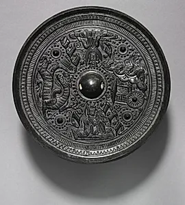 Mirror with Deities, Chariot, and the White Tiger by Unknown Artist