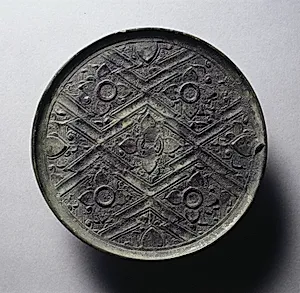 Mirror with Five Blossoms and Overlapping Lozenges by Unknown Artist