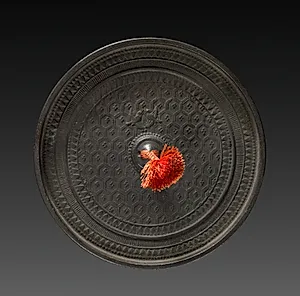 Mirror with Pair of Birds on Tortoiseshell Pattern by Unknown Artist