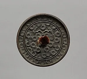 Mirror with Pair of Cranes in Chrysanthemum Pattern by Unknown Artist