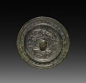 Mirror with Paired Felines by Unknown Artist
