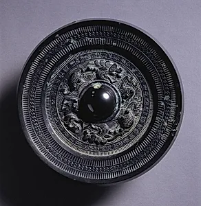 Mirror with Two Dragons and a Tiger by Unknown Artist
