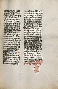 Missale: Fol. 122: contains music for "Hely Hely Lama etc." within St. Mattion Passion by Bartolommeo Caporali (Italian, c. 1420–1503)