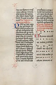 Missale: Fol. 145v: Music for various prayers "Oremus dilectissimi..." and "Omnipotens sempiterne Deus" by Bartolommeo Caporali (Italian, c. 1420–1503)