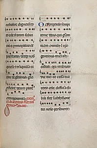 Missale: Fol. 146: Music for various prayers "Oremus dilectissimi..." and "Omnipotens sempiterne Deus" by Bartolommeo Caporali (Italian, c. 1420–1503)