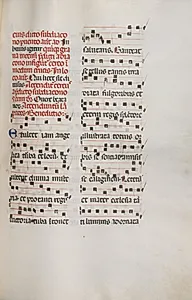 Missale: Fol. 153: Music for "Exultet" by Bartolommeo Caporali (Italian, c. 1420–1503)