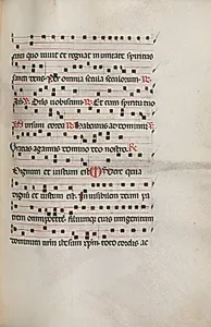 Missale: Fol. 154: Music for "Exultet" by Bartolommeo Caporali (Italian, c. 1420–1503)