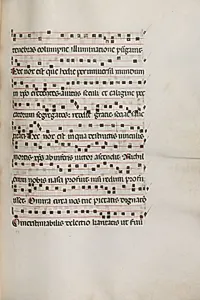 Missale: Fol. 155: Music for "Exultet" by Bartolommeo Caporali (Italian, c. 1420–1503)