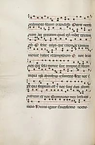 Missale: Fol. 155v: Music for "Exultet" by Bartolommeo Caporali (Italian, c. 1420–1503)