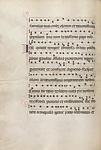 Missale: Fol. 157v: Music for "Exultet" by Bartolommeo Caporali (Italian, c. 1420–1503)
