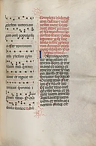 Missale: Fol. 158: Music for "Exultet" by Bartolommeo Caporali (Italian, c. 1420–1503)