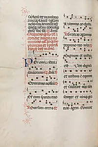 Missale: Fol. 176v: Music for various ordinary prayers by Bartolommeo Caporali (Italian, c. 1420–1503)