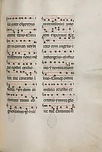 Missale: Fol. 177: Music for various ordinary prayers by Bartolommeo Caporali (Italian, c. 1420–1503)