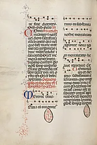Missale: Fol. 177v: Music for various ordinary prayers by Bartolommeo Caporali (Italian, c. 1420–1503)