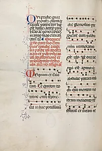 Missale: Fol. 178v: Music for various ordinary prayers by Bartolommeo Caporali (Italian, c. 1420–1503)