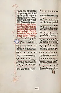 Missale: Fol. 180v: Music for various ordinary prayers by Bartolommeo Caporali (Italian, c. 1420–1503)