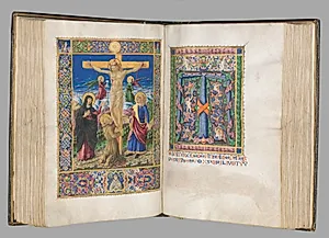 Missale: Fol. 185v: Crucifixion with borders  (full page) by Bartolommeo Caporali (Italian, c. 1420–1503)