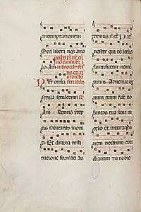 Missale: Fol. 189v: Music for various prayers by Bartolommeo Caporali (Italian, c. 1420–1503)