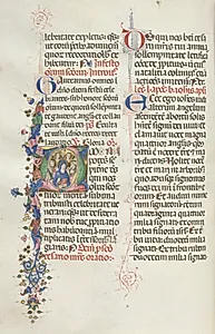 Missale: Fol. 322v: The Virgin among the Apostles and Saints by Bartolommeo Caporali (Italian, c. 1420–1503)