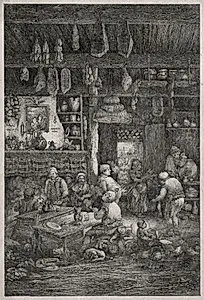 Moldavian Interior by Rodolphe Bresdin (French, 1822–1885)