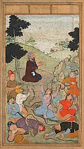 Moses praying to end the serpents’ attack on the Israelites (folio 63 verso), from a Mirror of Holiness (Mir’at al-quds) of Father Jerome Xavier by Unknown Artist