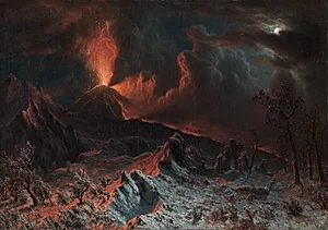 Mount Vesuvius at Midnight by Albert Bierstadt (American, 1830–1902)