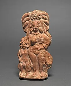 Nature Divinity (Yakshi) with Dwarf Hermaphrodite by Unknown Artist