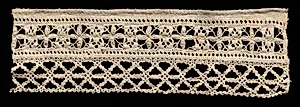 Needlepoint (Drawnwork) Lace Insertion and Bobbin Lace Edging by Unknown Artist