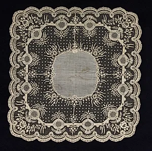 Needlepoint Lace (Alençon Lace) Handkerchief by Unknown Artist