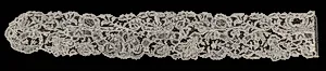 Needlepoint (Point Alençon) Lace Lappet by Unknown Artist