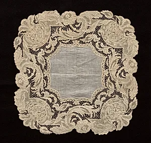 Needlepoint (Point de France) Lace Handkerchief by Unknown Artist