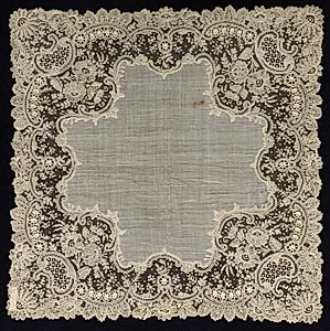 Needlepoint (Point de Gaze) Lace Handkerchief by Unknown Artist