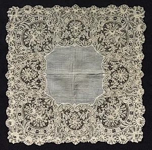 Needlepoint (Point de Gaze) Lace Handkerchief by Unknown Artist