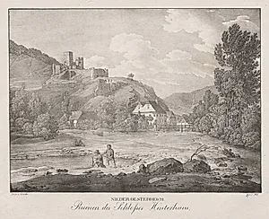 Nieder-oesterreich, Ruinen des Schlosses Hinterhaus by Jakob Alt (Austrian, 1789–1872)