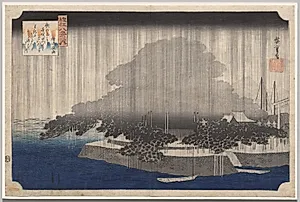 Night Rain at Karasaki, from the series Eight Views of Ōmi by Utagawa Hiroshige (Japanese, 1797–1858)