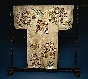 Nō Costume (Nuihaku) with  Blossoming Trees and Flowers by Unknown Artist