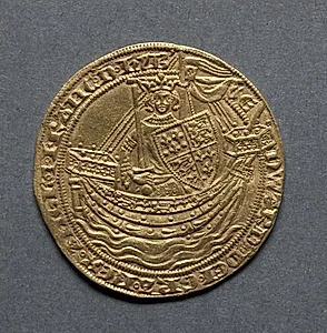 Noble: Edward III Standing in Ship with Shield of Arms (obverse) by Unknown Artist
