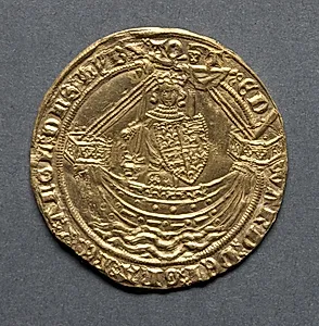 Noble: Edward III Standing in Ship with Shield of Arms (obverse) by Unknown Artist