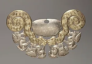 Nose Ornament with Serpents and Long-necked Birds by Unknown Artist