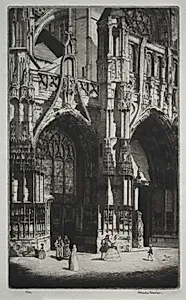 Nôtre Dame de Caudebec, France by Herbert Gordon Warlow (British, 1885–1942)