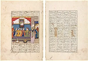 Nushirwan Sends Mihran Sitad to Fetch the Daughter of the King of China (Recto); The Forty-Eighth Year of Nushirwan's Reign. The Combat of the Khaqan of China with the Haithalians (Verso)  by Unknown Artist