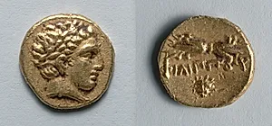 Obol: Head of Apollo (obverse); Thunderbolt (reverse) by Unknown Artist