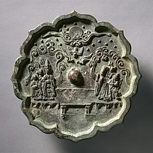 Octafoil Mirror with Legend of Herdboy and Weaver Maid by Unknown Artist