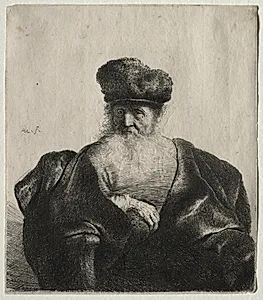 Old Man with Beard, Fur Cap, and Velvet Cloak by Rembrandt van Rijn (Dutch, 1606–1669)