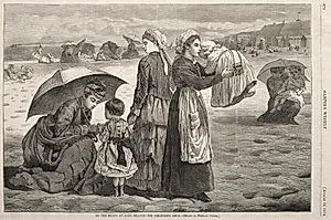 On the Beach at Long Branch - The Children's Hour by Winslow Homer (American, 1836–1910)