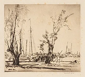 On the Y, Amsterdam by Muirhead Bone (British, 1876–1953)