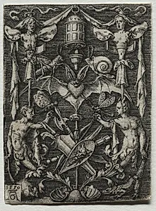 Ornament Design with a Bat in the Center by Heinrich Aldegrever (German, 1502–1555/61)