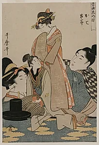 Oshichi and Kichisaburo (from the series Music on the Theme of Constancy in Love) by Kitagawa Utamaro (Japanese, c. 1754–1806)